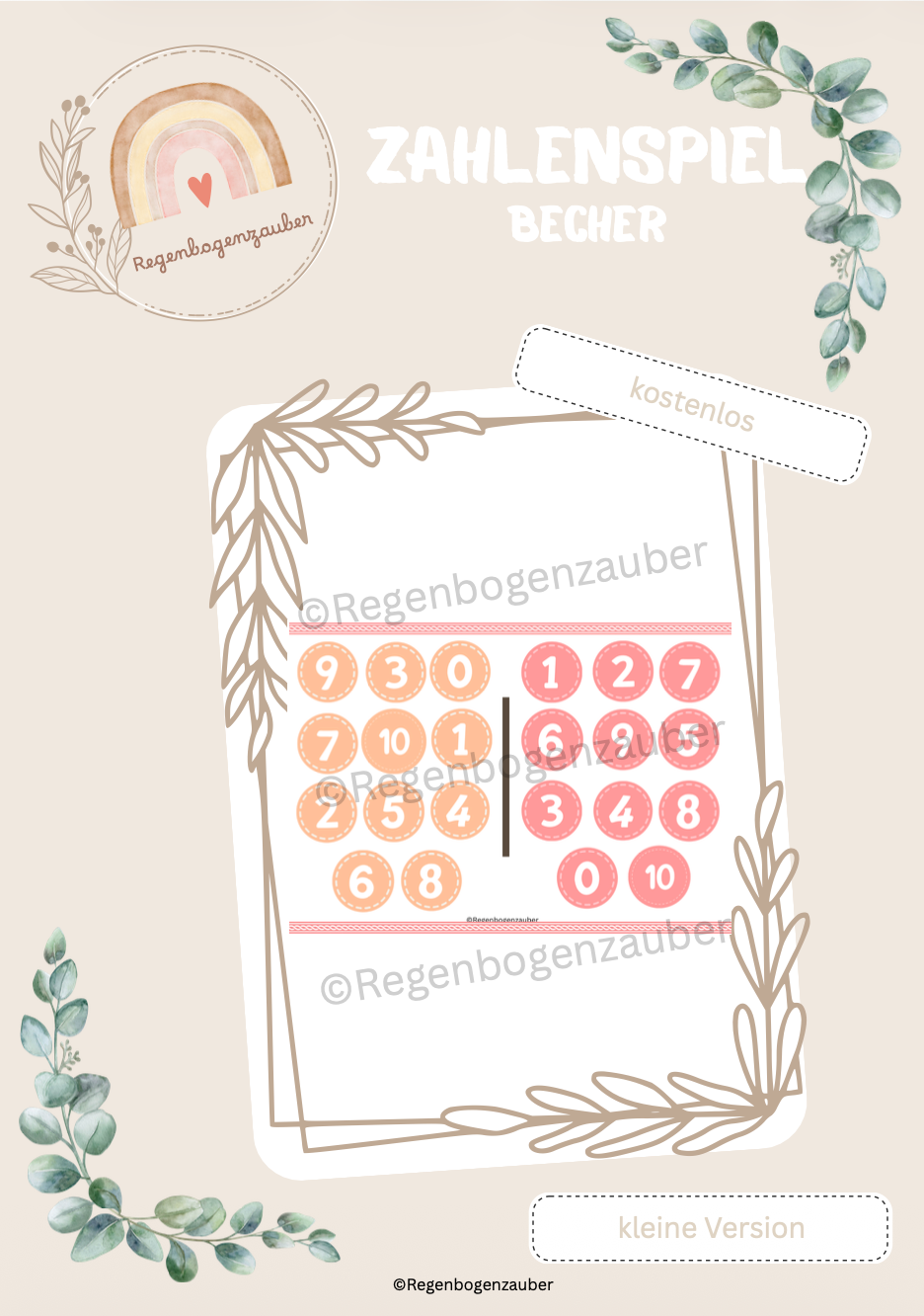 Zahlenbecherspiel - spielerisch Zahlen verstehen